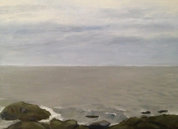 Seawall : Oil on board. 9"x12" 2013. Painted on site. 