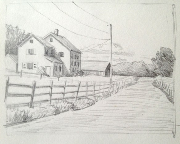 Farm Drawing : Pencil.  3"x4" 2013