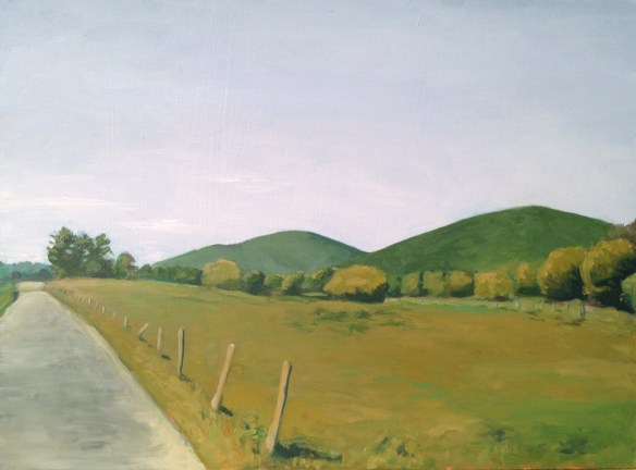 Road and Mountains : Oil on Board, 9"x12" 2013