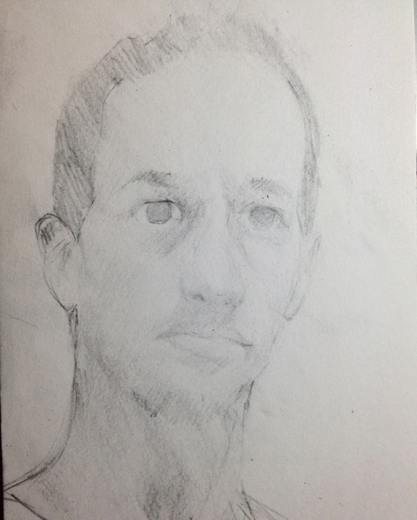 Selfie : Graphite on paper. 5"x9" 2013
