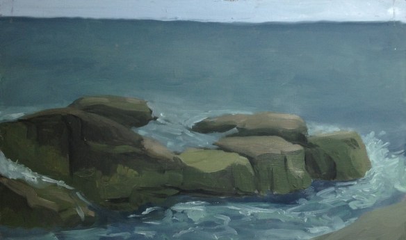 Ocean Rocks : Oil on Board. 9"x5.5"  2013. painted on site. 
