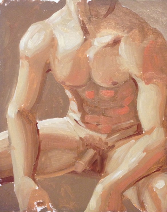 Second attempt. Better with the anatomy, colors are a chalky mess. Oil on board. 8"x10"