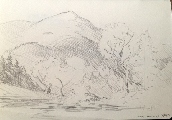 View of Little Long Pond : Pencil. 5"x7" 2013
