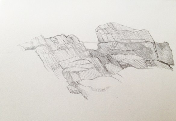 The Rocks at Seawall : Pencil. 5"x7" 2013