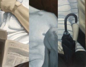Some details of three paintings in the works