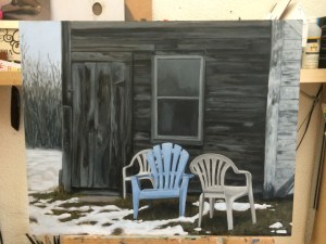 work in progress : Oil on board. 16"x20" 