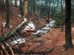 untitled (woods II) :  Oil on canvas.  44"x30" 2015