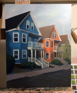 Houses : Oil on panel.  12"x16"  2015